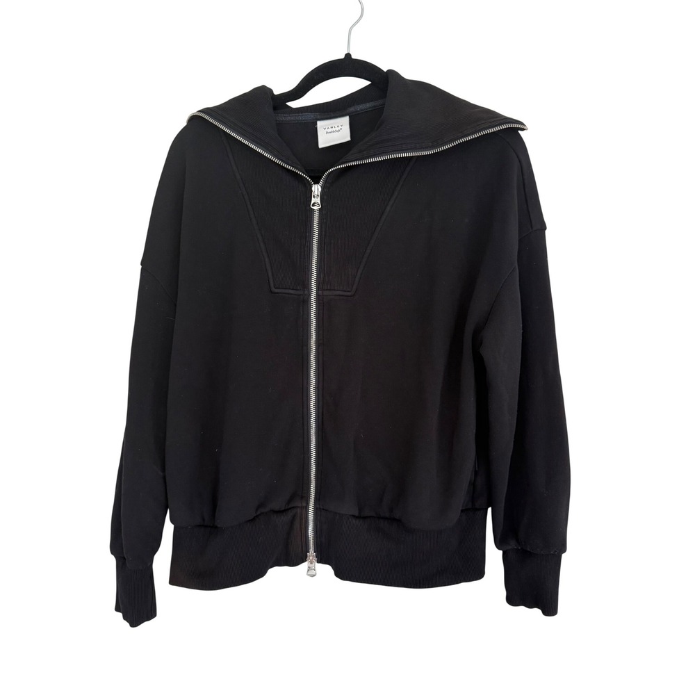 Varley Halley Zip Through Sweat Sweatshirt Double Zip XS Black
